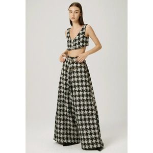 Storets Milla Tweed Crop Top & Wide Leg Pants Black Women's  S/M NWT